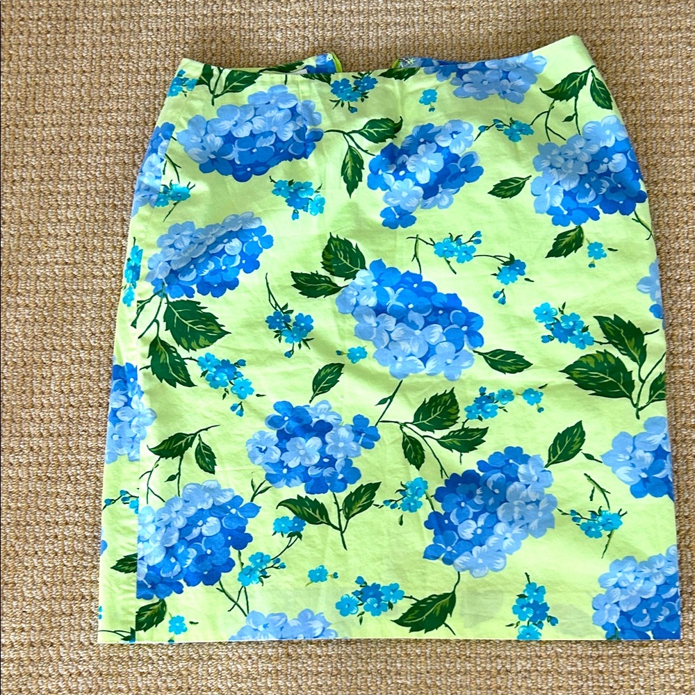 Talbots Blue and Green Floral Pencil Skirt